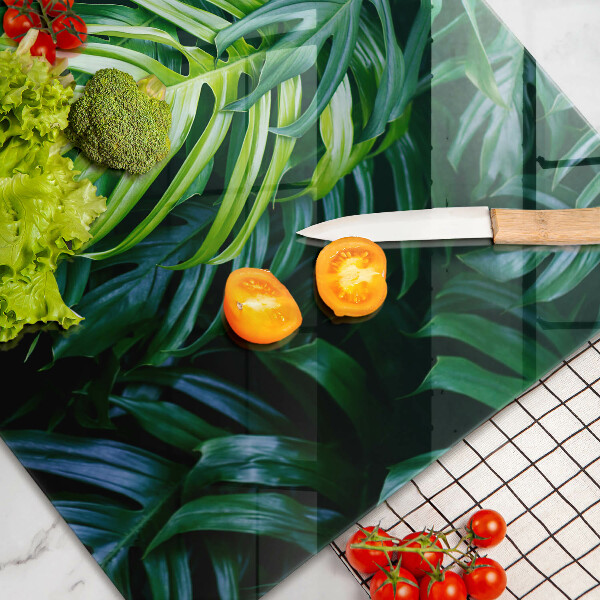 Krájecí prkénko skleněné Divoké monstera listy