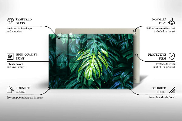 Krájecí prkénko skleněné Divoké monstera listy