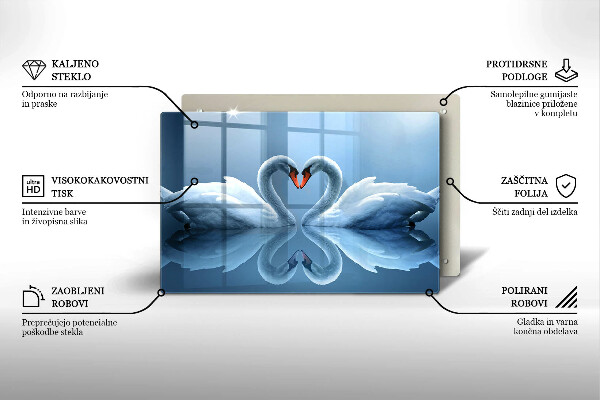 Skleněná deska do kuchyně Dvě labutí srdce