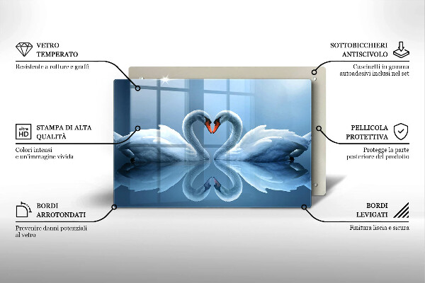Skleněná deska do kuchyně Dvě labutí srdce