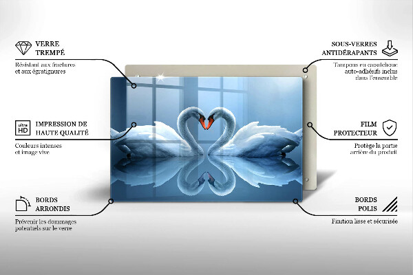 Skleněná deska do kuchyně Dvě labutí srdce