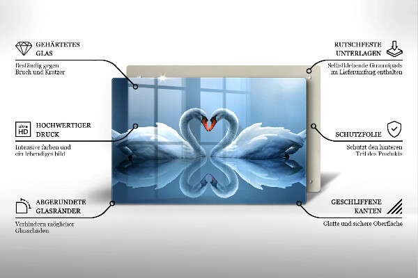 Skleněná deska do kuchyně Dvě labutí srdce