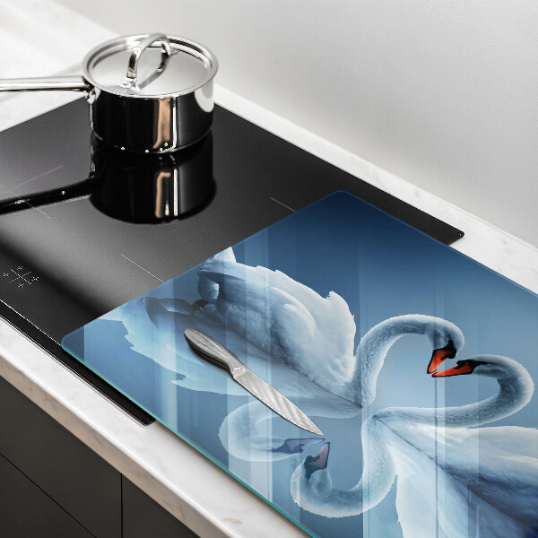 Skleněná deska do kuchyně Dvě labutí srdce