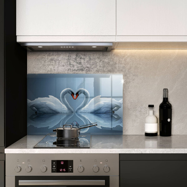 Skleněná deska do kuchyně Dvě labutí srdce