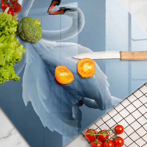 Skleněná deska do kuchyně Dvě labutí srdce