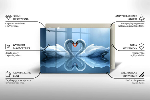 Skleněná deska do kuchyně Dvě labutí srdce