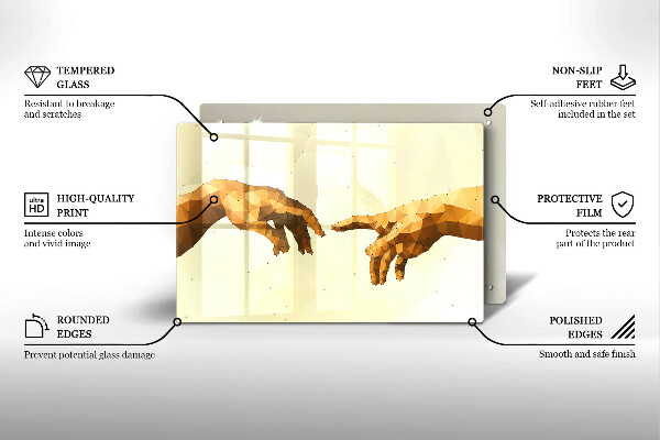 Skleněná deska do kuchyně Stvoření adamových rukou