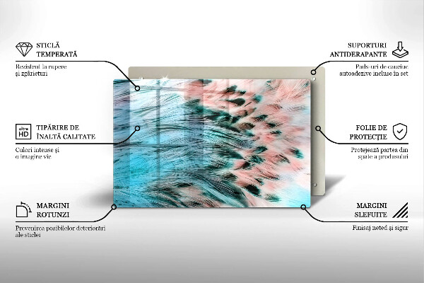 Skleněná deska do kuchyně Boho ptačí peří