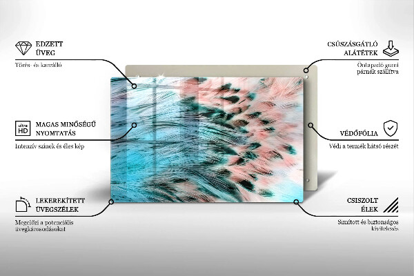 Skleněná deska do kuchyně Boho ptačí peří