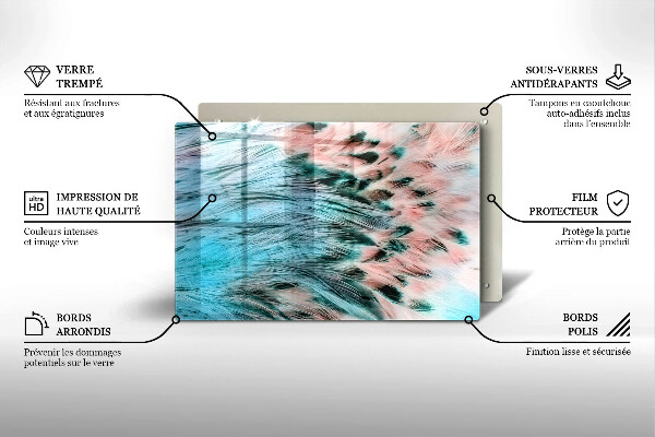 Skleněná deska do kuchyně Boho ptačí peří