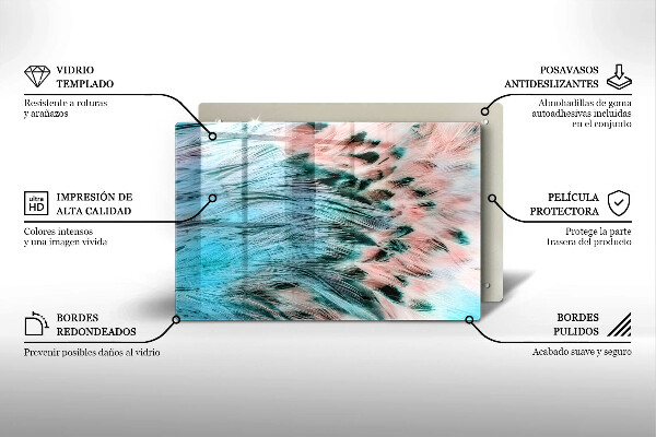 Skleněná deska do kuchyně Boho ptačí peří