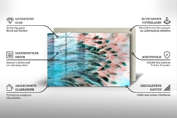 Skleněná deska do kuchyně Boho ptačí peří