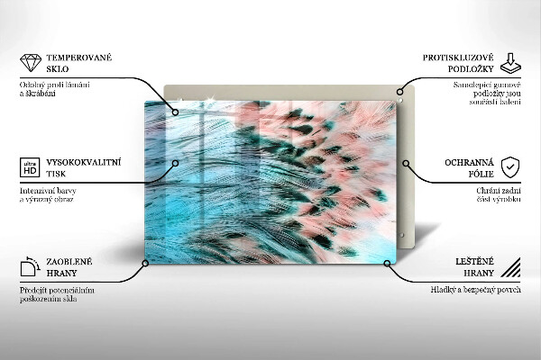 Skleněná deska do kuchyně Boho ptačí peří