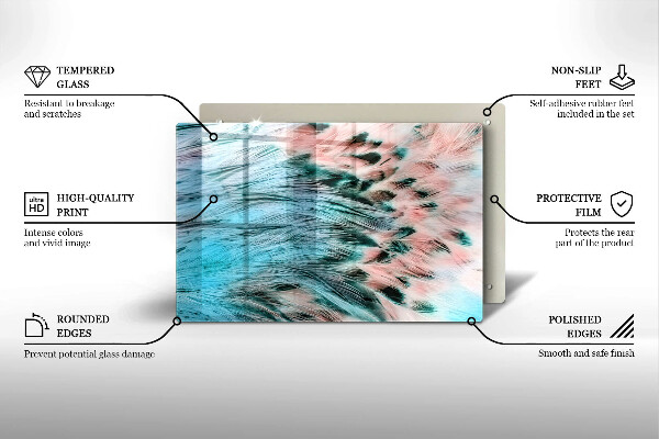 Skleněná deska do kuchyně Boho ptačí peří