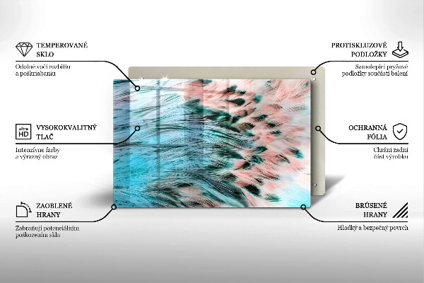 Skleněná deska do kuchyně Boho ptačí peří