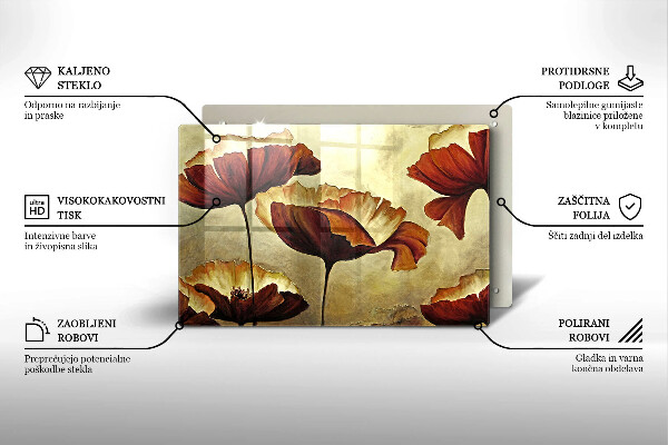 Skleněná deska do kuchyně Malované boho květiny