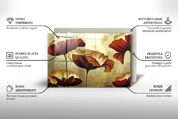 Skleněná deska do kuchyně Malované boho květiny