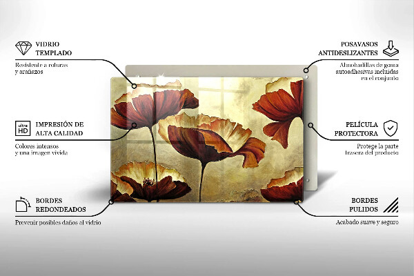 Skleněná deska do kuchyně Malované boho květiny