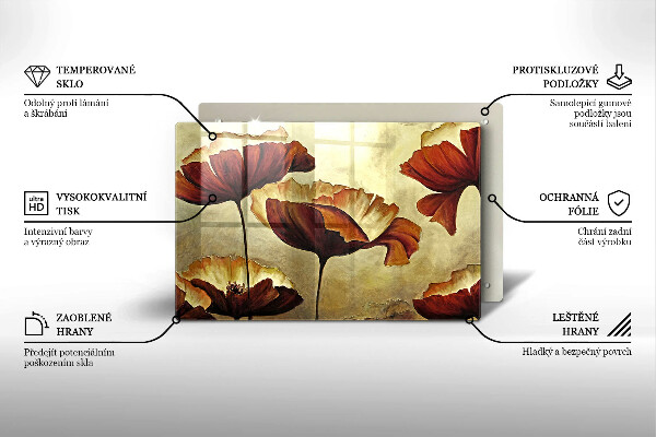 Skleněná deska do kuchyně Malované boho květiny