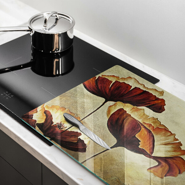 Skleněná deska do kuchyně Malované boho květiny