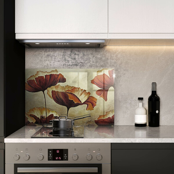 Skleněná deska do kuchyně Malované boho květiny