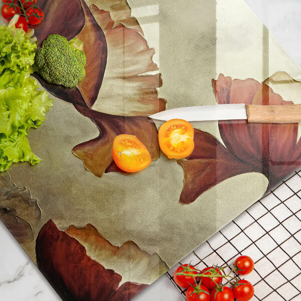 Skleněná deska do kuchyně Malované boho květiny