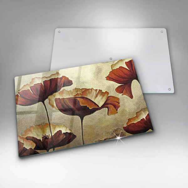 Skleněná deska do kuchyně Malované boho květiny