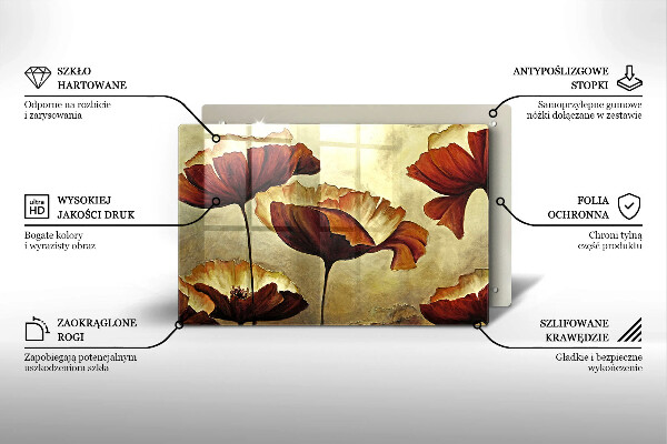 Skleněná deska do kuchyně Malované boho květiny