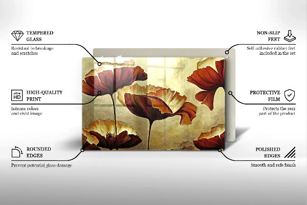 Skleněná deska do kuchyně Malované boho květiny