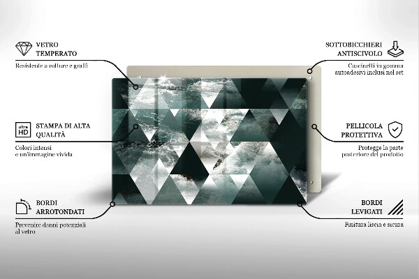 Krájecí prkénko skleněné Trojúhelníky a voda