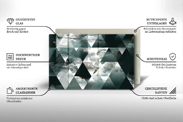 Krájecí prkénko skleněné Trojúhelníky a voda