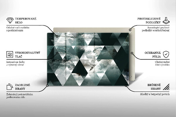 Krájecí prkénko skleněné Trojúhelníky a voda