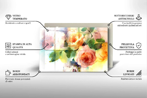 Krájecí prkénko skleněné Malované květiny