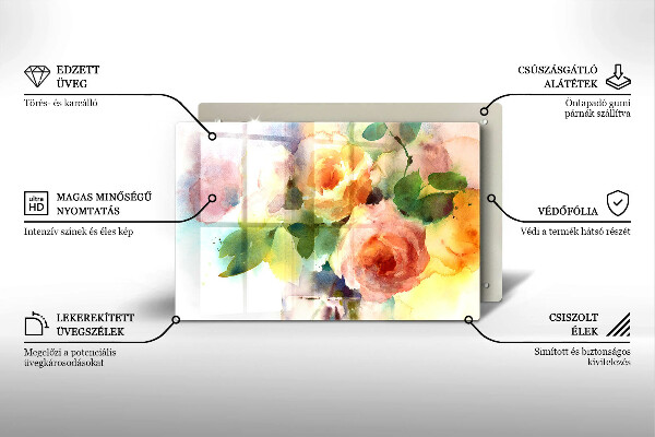 Krájecí prkénko skleněné Malované květiny