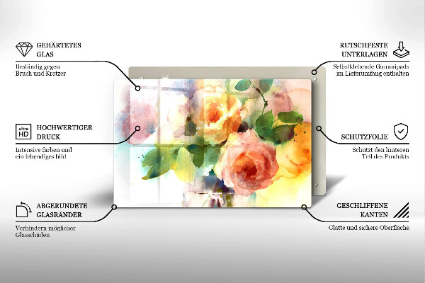 Krájecí prkénko skleněné Malované květiny