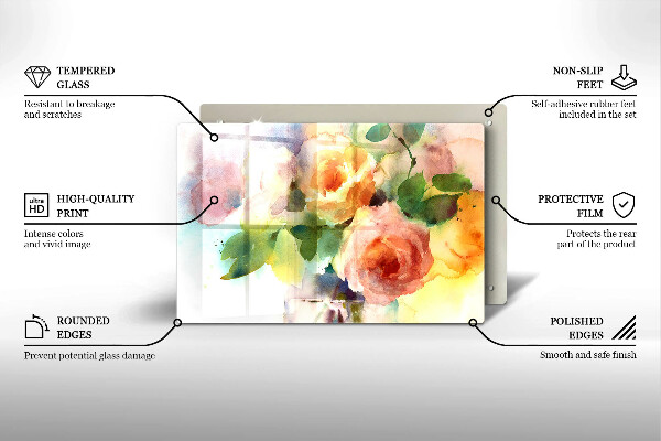 Krájecí prkénko skleněné Malované květiny