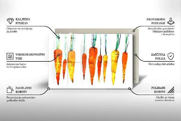 Krájecí prkénko skleněné Mrkev ilustrace