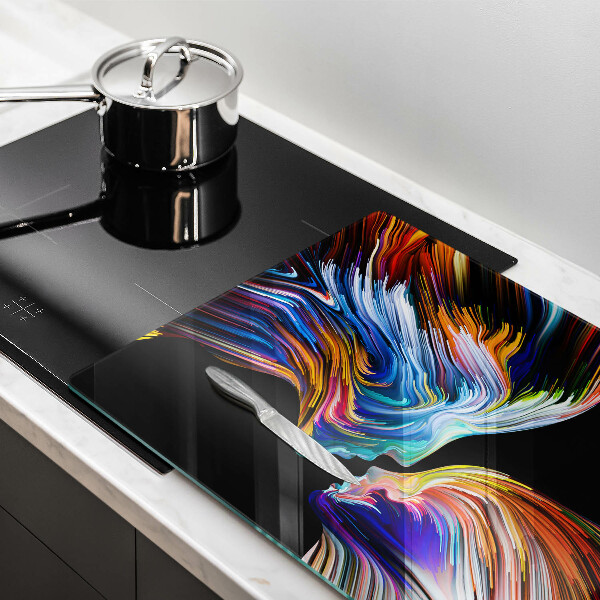 Krájecí prkénko skleněné Polibek abstrakce