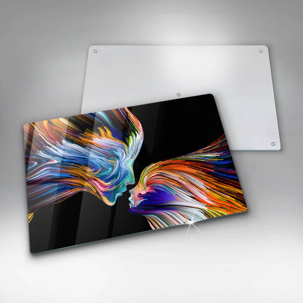 Krájecí prkénko skleněné Polibek abstrakce