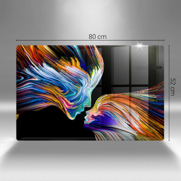 Krájecí prkénko skleněné Polibek abstrakce