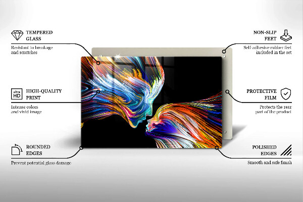 Krájecí prkénko skleněné Polibek abstrakce