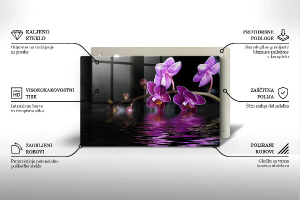 Skleněná deska do kuchyně Orchidejová zenová voda