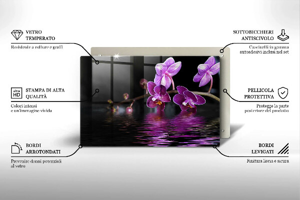 Skleněná deska do kuchyně Orchidejová zenová voda