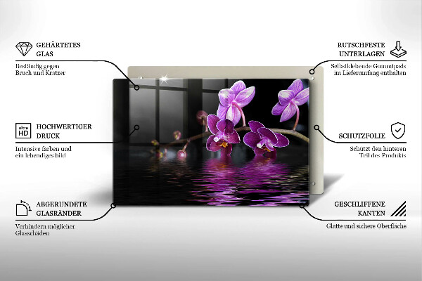 Skleněná deska do kuchyně Orchidejová zenová voda