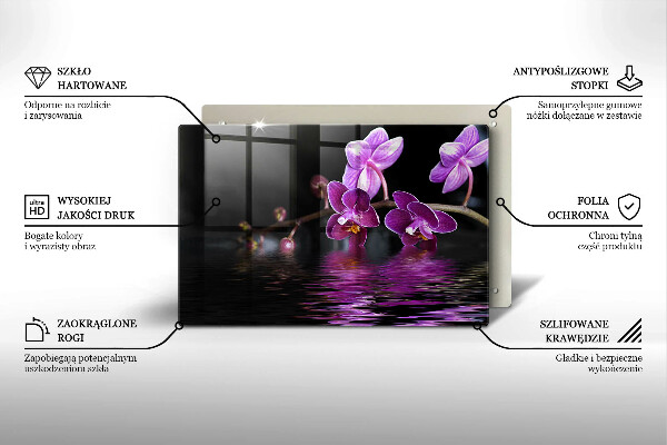 Skleněná deska do kuchyně Orchidejová zenová voda