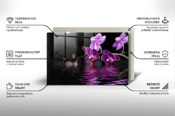 Skleněná deska do kuchyně Orchidejová zenová voda