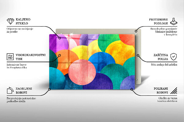 Krájecí prkénko skleněné Barevné kruhy