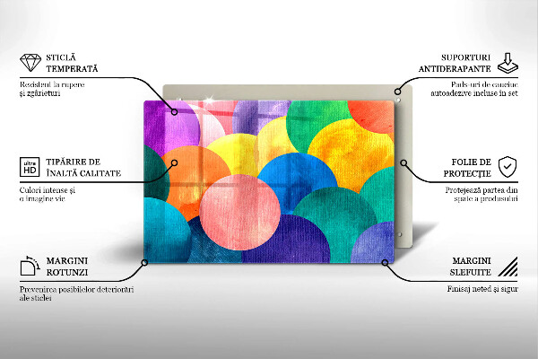 Krájecí prkénko skleněné Barevné kruhy