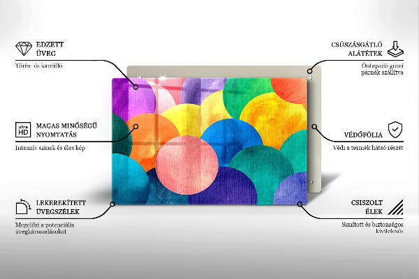 Krájecí prkénko skleněné Barevné kruhy