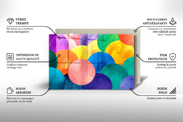 Krájecí prkénko skleněné Barevné kruhy